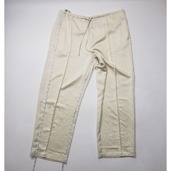 Madewell Pintucked Slim Pull-On Pants in Satin Women's Size PM Cream Cake Batter - Picture 3 of 16